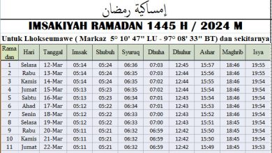 Jadwal Imsakiyah Ramadhan Lhokseumawe 2024